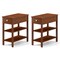 3-Tier Narrow End Table with Drawer and Storage Shelves Set of 2-Brown